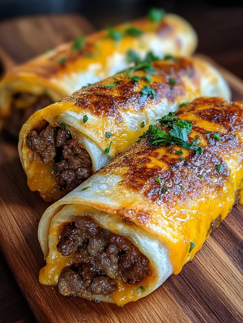 Garlic Butter Beef Cheeseburger Rollups Recipe - Recipe Image