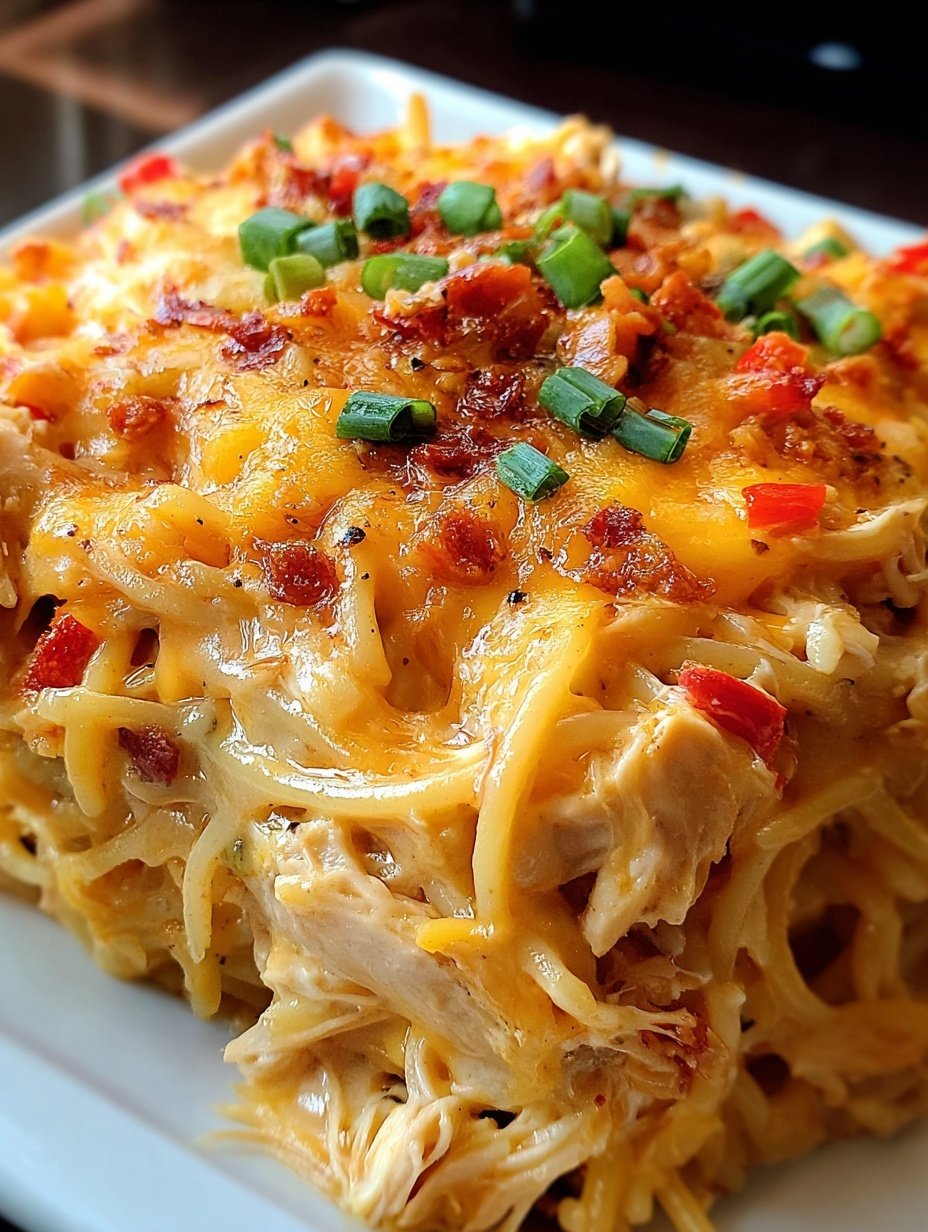 Spicy Southern Cheesy Chicken Spaghetti Casserole Recipe - Recipe Image