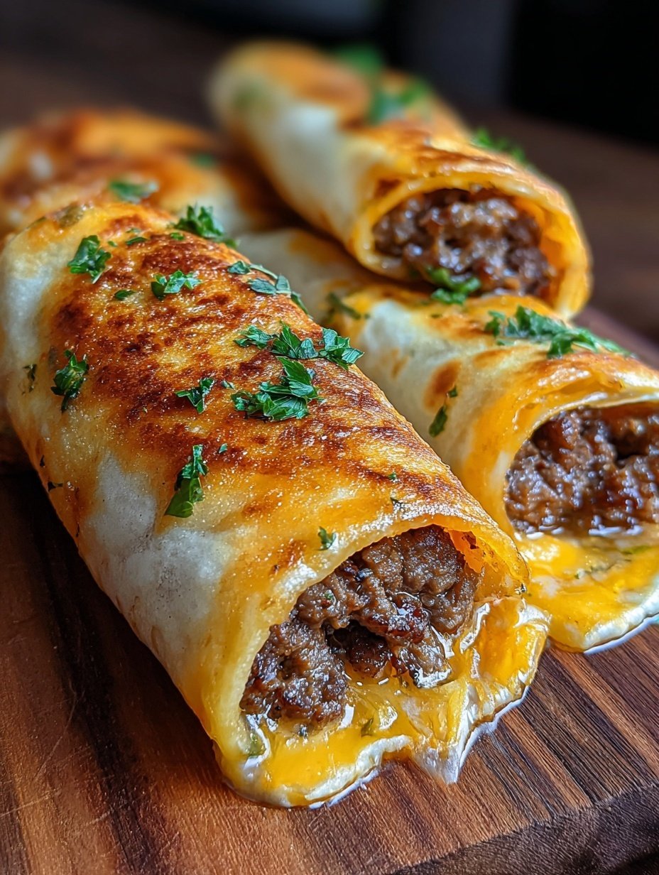 Garlic Butter Beef Cheeseburger Rollups Recipe - Recipe Image